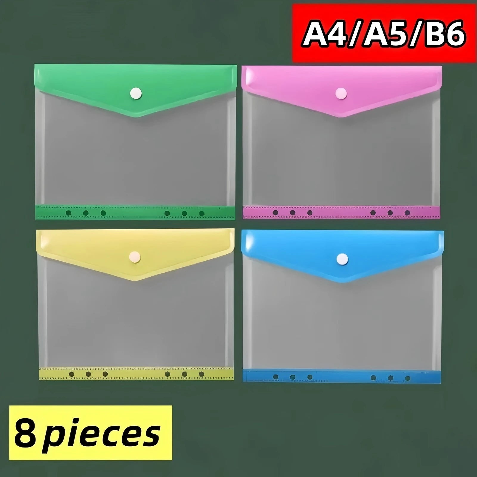 8pcs color A4/A5/B6 loose-leaf folders, durable PP plastic, sturdy structure, multi-pocket folders, back to school, home office