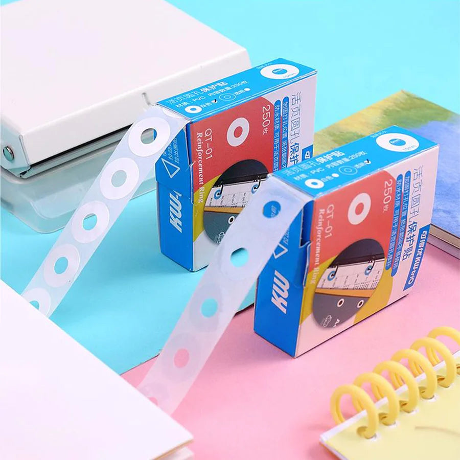 250-Piece Pvc Binder Stickers With Adhesive Hole Reinforcement, Label Round Stickers - Protect Your Loose-Leaf Books!