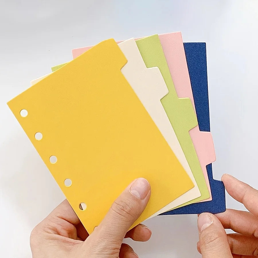 5pcs index separator pages, 6-hole ring binder, A7 notebook separator pages, index pages, classification labels, diary planner