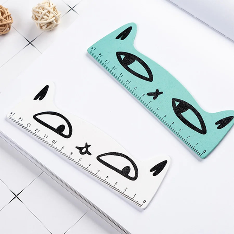 1Pc Lytwtw's Cute Kawaii Black Cat Kitten Straight Ruler Wooden Tools Cartoon Sewing Drawing Office School Stationery supplies